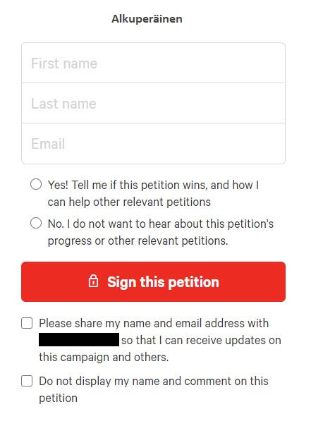 change.org alkuperäinen